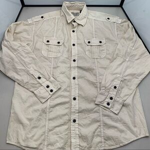 Angelo Litrico Shirt Adult Size Large Beige Button Front Long Sleeve Men
